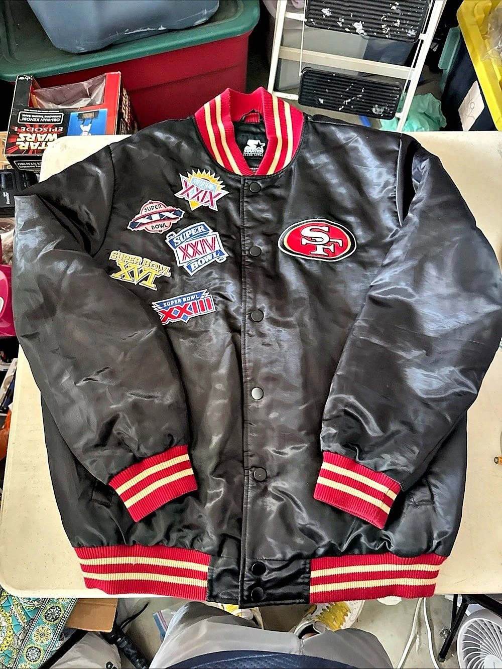 Starter Black Label San Francisco 49ers Super Bowl Satin Jacket Men's Black XL